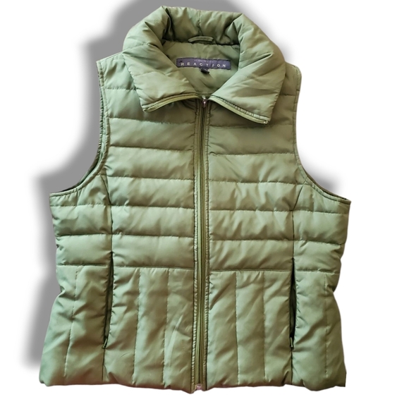Kenneth Cole Reaction Jackets & Blazers - Kenneth Cole Reaction Full-Zip Green Puffer Vest Women's Size Large
